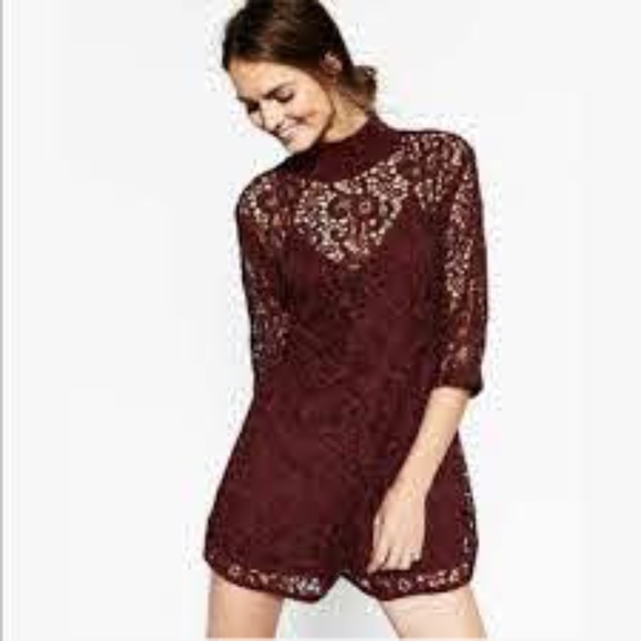 Zara Pants - NWT Zara W&B Collection Burgundy Shorts Romper-S